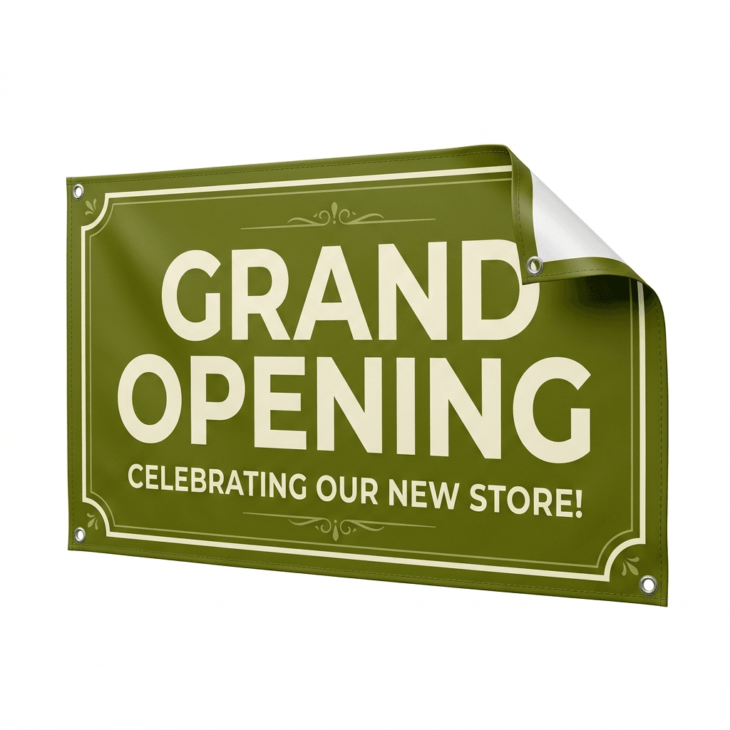 GRAND OPENING vinyl banner with grommets