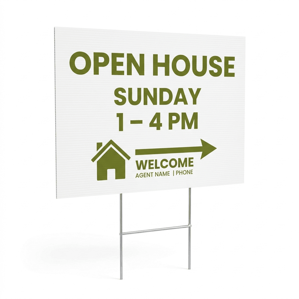 OPEN HOUSE yard sign on H-stake