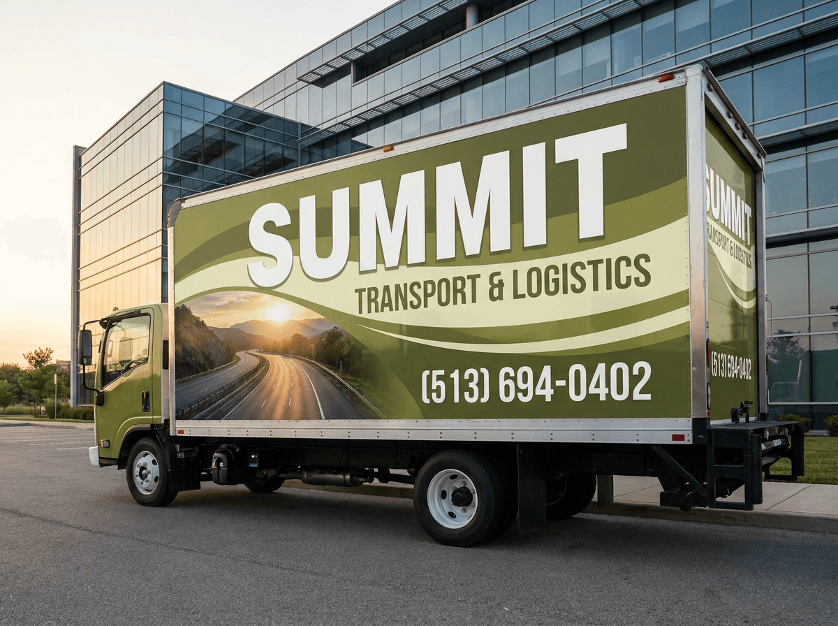Box truck with fleet graphics