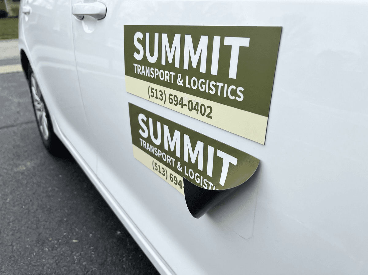 Vehicle door magnets on a work truck
